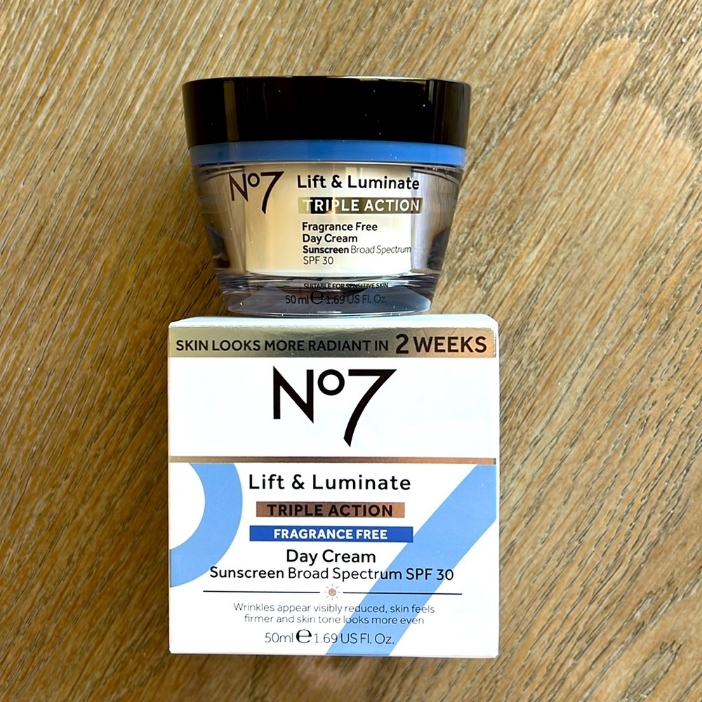 No7 Lift & Luminate Triple Action Fragrance Free Day Cream with SPF 30